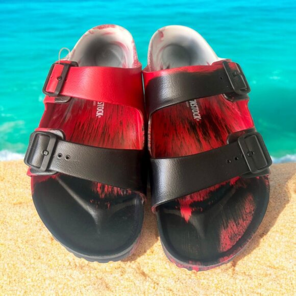 NEW! BIRKENSTOCK RED / BLACK ARIZONA EVA SANDALS - Size 13 - Picture 8 of 8